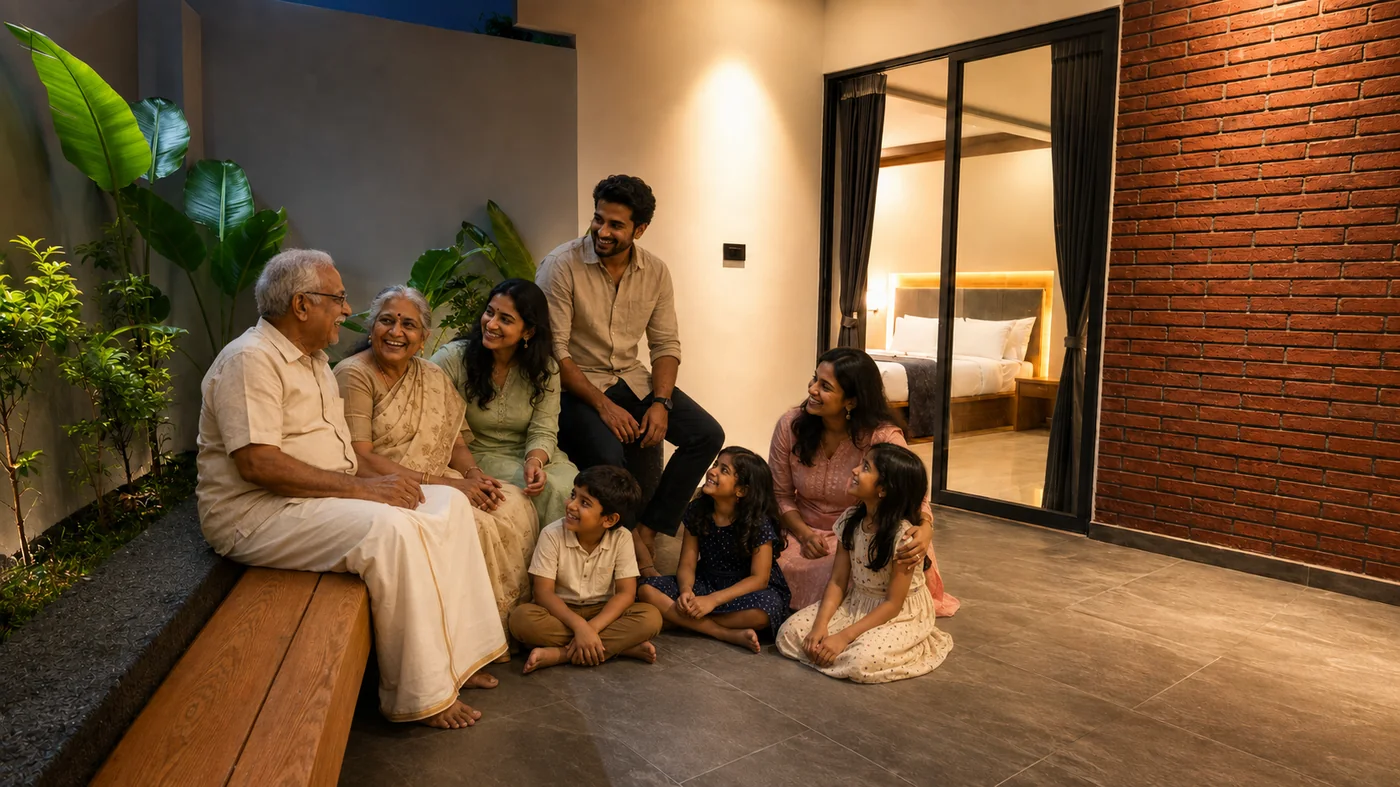 A family together at The Lovedale's Family Suite